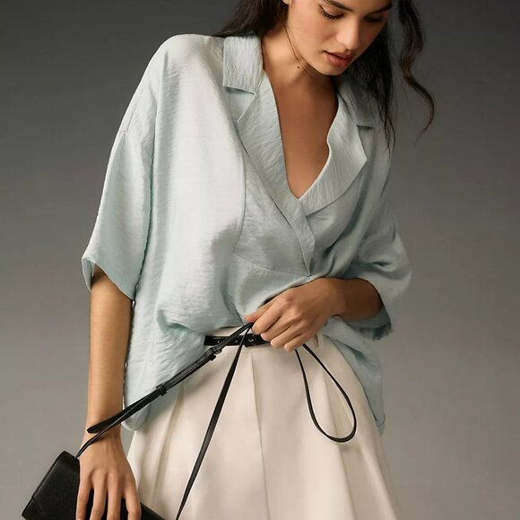 Anthropologie Tops - Oversized Dylon Short-Sleeve Wide Placket Top for Anthropologie